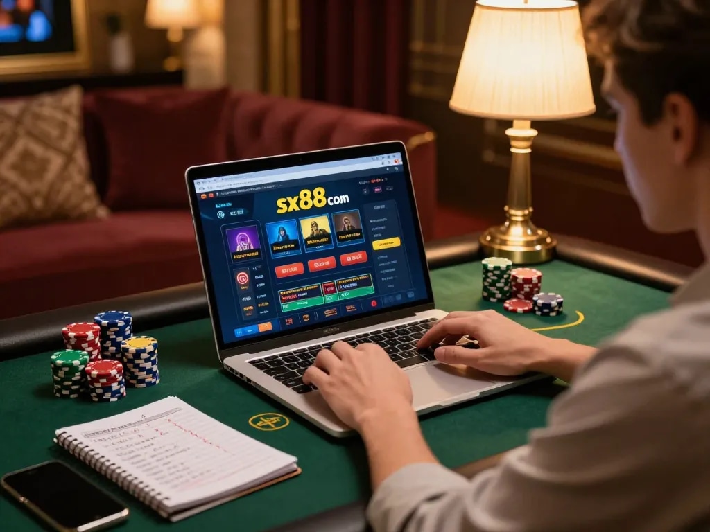 Engaged player strategizing bets on sx88 com while enjoying a cozy home setup.