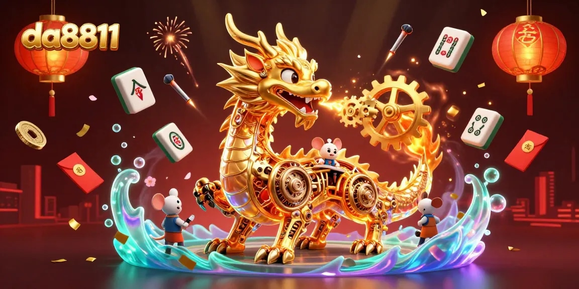 Experience thrilling gameplay with da8811, featuring a vibrant scene of a golden dragon and rich casino elements.