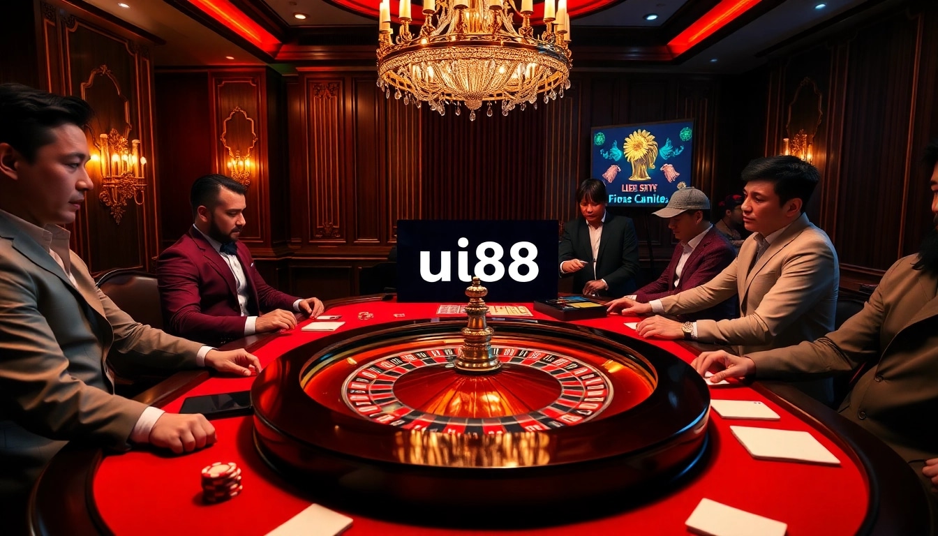 Players placing bets at an upscale casino table, showcasing the thrilling atmosphere of link uu88 gambling.