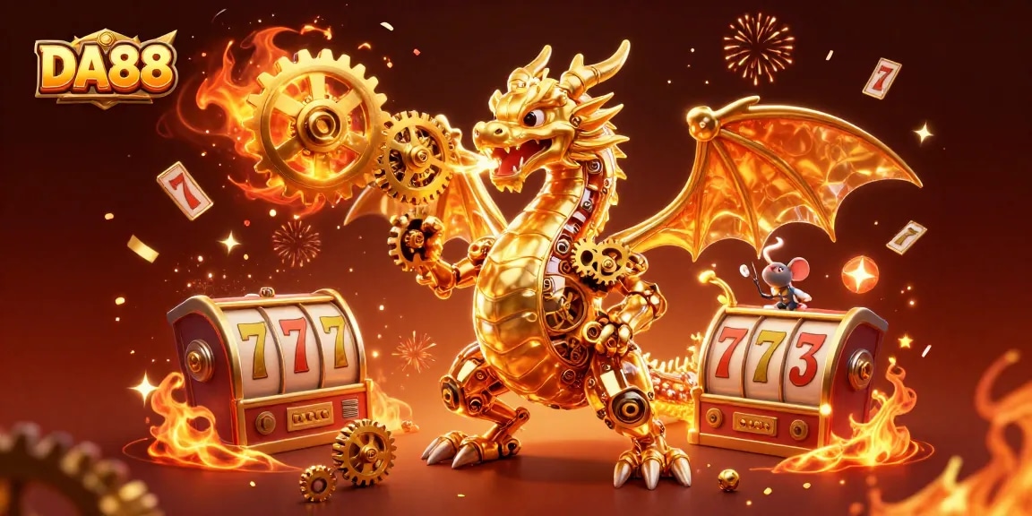 DA88 offers thrilling casino excitement with slot reels, gold coins, and magical elements inspiring bettors.