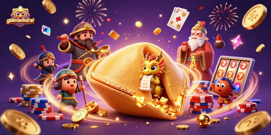 Win big at giaimanhacai with golden fortune and dynamic casino elements in a vibrant 3D scene.