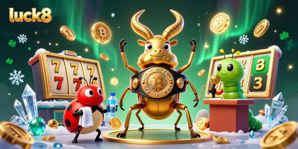 Engage in thrilling gaming action at luck8 with giant beetle champion showcasing vibrant casino elements.
