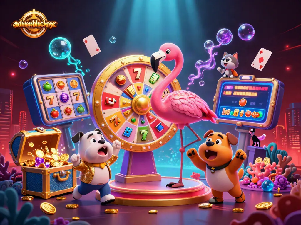 Spin for prizes in adriaenblocknyc's dynamic casino scene filled with vibrant slot elements.