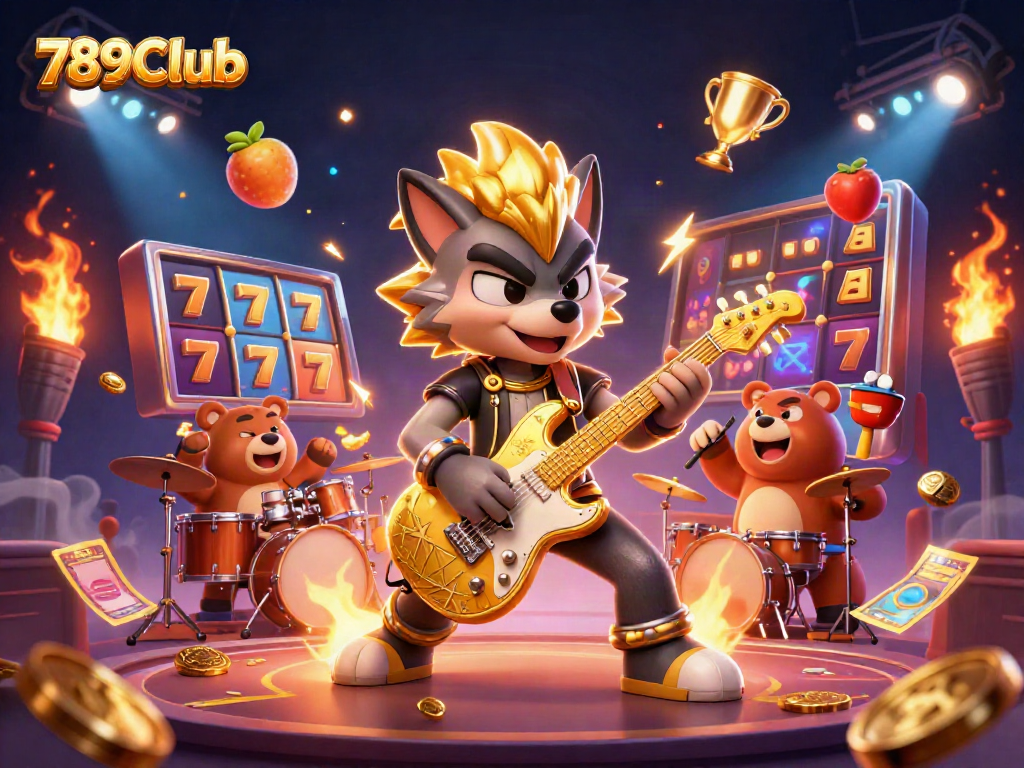 Engage with exciting gameplay at 789Club featuring vibrant characters on a casino stage.