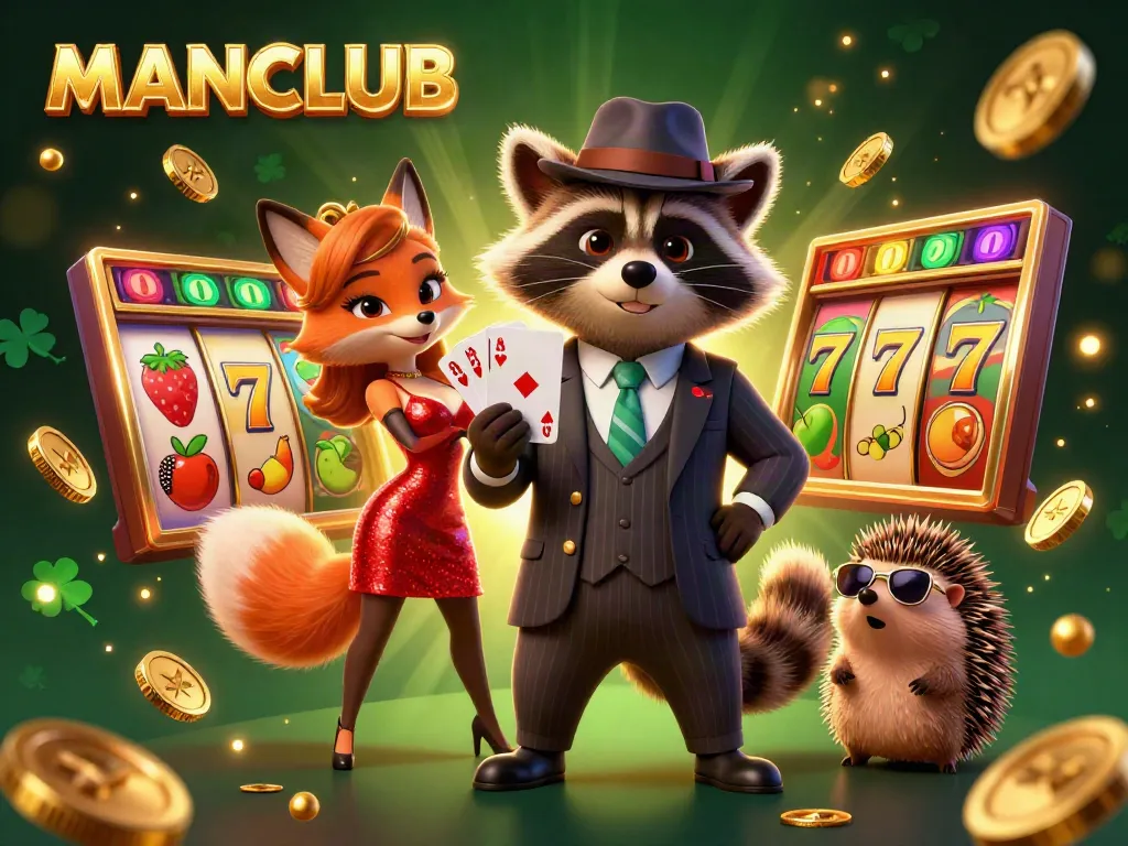 Experience thrilling gameplay with MANCLUB's vibrant slots and jackpot excitement, featuring cartoon characters and dynamic game elements.