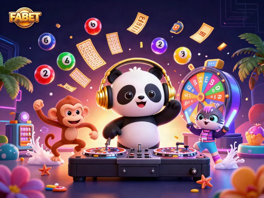 Experience thrilling action at FABET with vibrant casino elements and engaging characters.