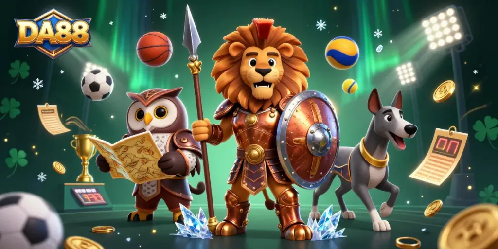 DA88 players strategize winning bets in a vibrant online casino scene packed with action.
