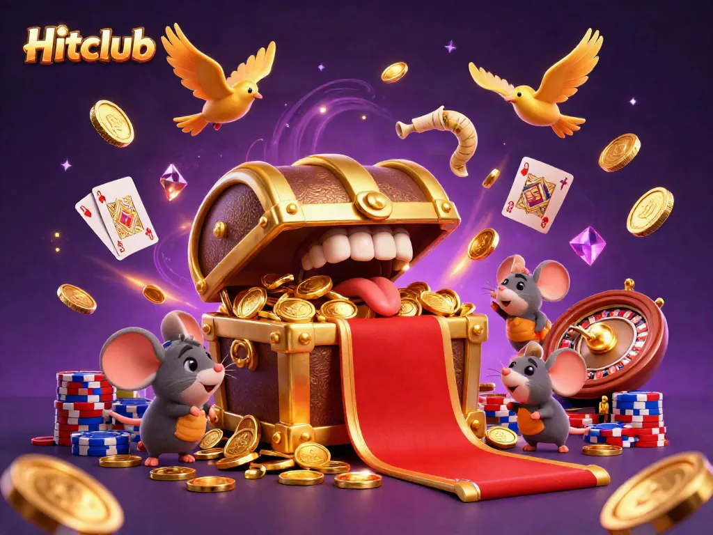 Spin and win at Hitclub with vibrant 3D casino elements showcasing games and exciting rewards.