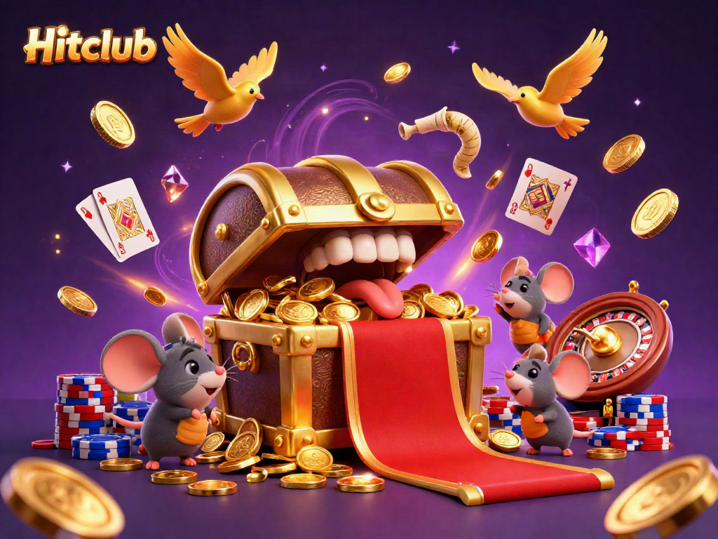 Spin and win at Hitclub with vibrant 3D casino elements showcasing games and exciting rewards.