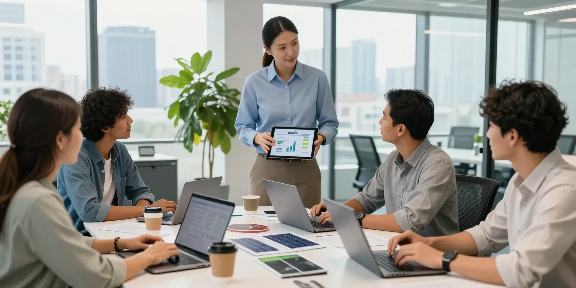 Professional team discussing british gas business gas options in a modern office setting