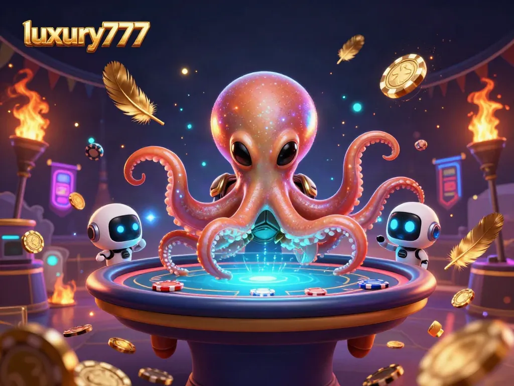Experience thrilling gameplay with luxury777 at an exciting poker table surrounded by animated characters and vibrant casino elements.