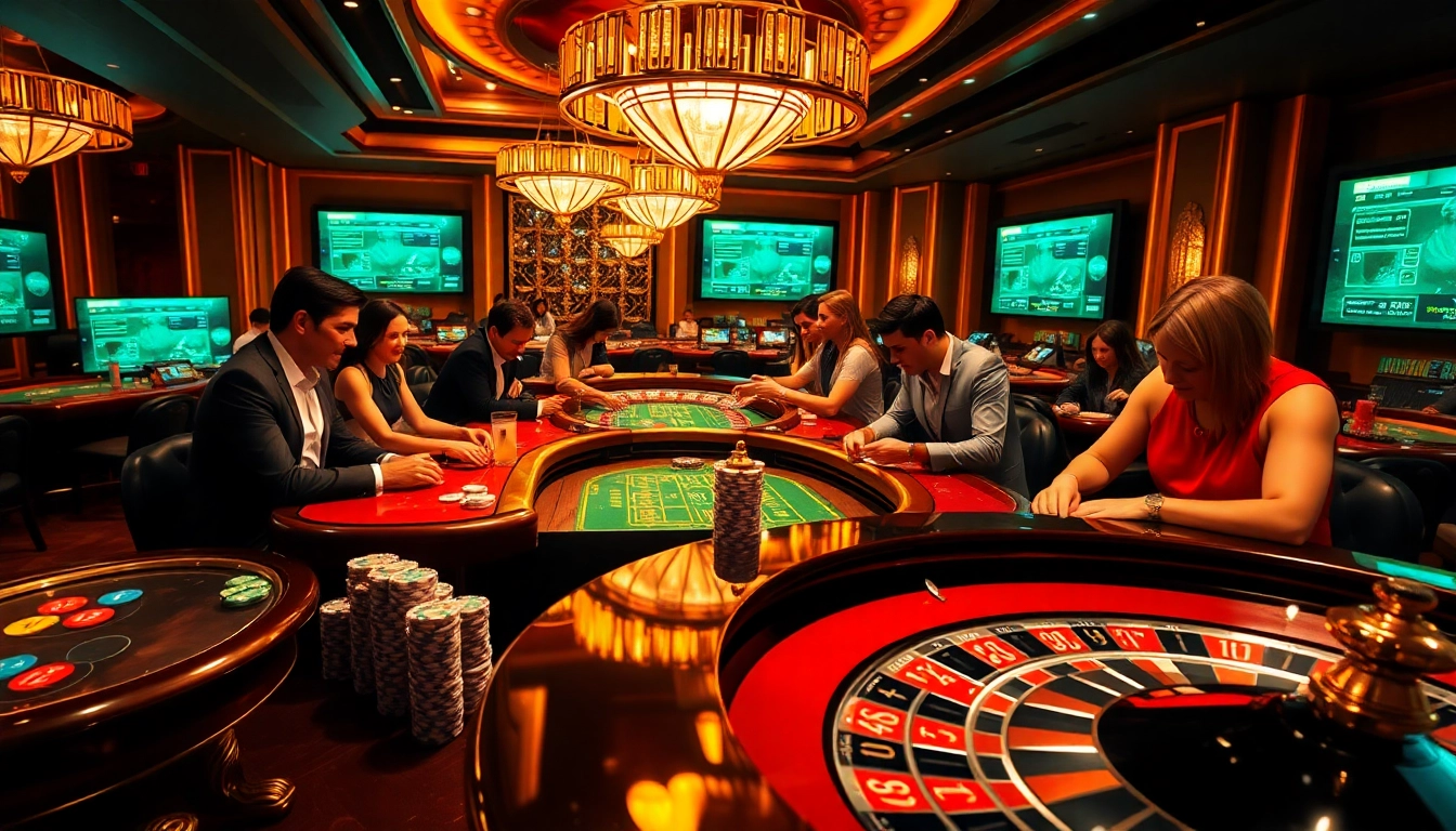 Experience the thrill of HAY 88 with engaging gameplay at a luxurious casino table surrounded by excited players.