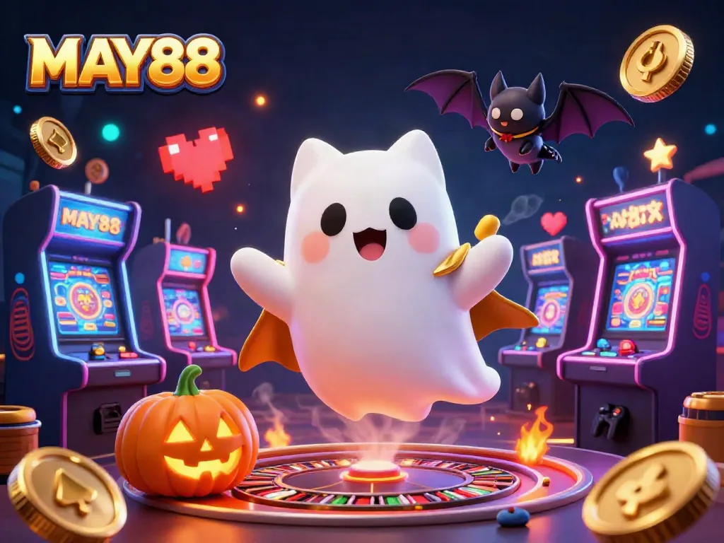 MAY88 showcases exciting gaming adventures with lively characters in a haunted casino