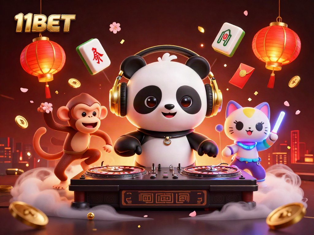 Experience the excitement of 11BET with a vibrant 3D illustration of party animals celebrating gambling wins!